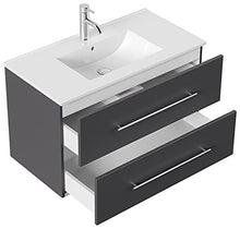 Set di mobili da bagno Firenze 90 (5 parti/B) antracite satinato e specchio LED