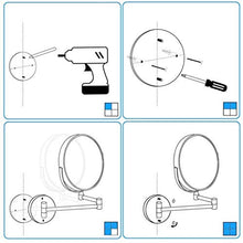 SYue Specchio per Il Trucco a Parete con luci a LED, con Specchio ingranditore 10X Specchio per Il Trucco Rotondo Specchio per Il Bagno Specchio per Il Trucco bifacciale con Rotazione a