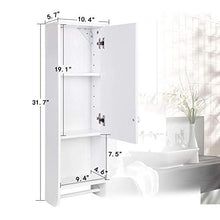 ZTGL Mobiletto Bagno Sospeso Multiuso, Armadietto Arredamento da Bagno Moderno con Ante Singole e Portasciugamani, Bianco, 26.5x14.5x80.5 cm