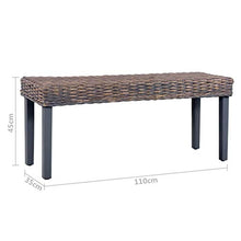vidaXL - Panchina in rattan e legno di mango, 110 cm, colore: Grigio naturale Kubu