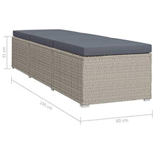 Festnight Lettino Prendisole con Cuscino in Polyrattan Grigio