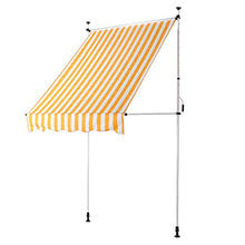Cikonielf - Tenda da sole a scomparsa manuale, per l'uso in giardino nel cortile, tetto a scomparsa manuale, 1,5 x 1,2 m (strisce gialle e bianche)