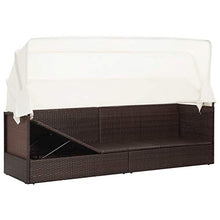 FAMIROSA Divano da Giardino con Tettoia in Polyrattan Marrone