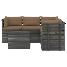 FAMIROSA Set Divani da Giardino su Pallet 6 pz con Cuscini Massello Pino-1907