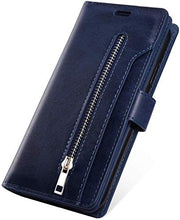 URFEDA Compatibile con Galaxy S6 Edge Custodia Libro per Telefono Portafoglio Custodia in Pelle PU con Nove Slot per Schede Cerniera Cover Libretto Protettiva Antiurto Case a con Magnetica,Blu