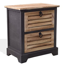 Rebecca Mobili Re4548 - Mobiletto Comodini con 2 cassetti, Legno, Urban Retrò, Nero/Marrone, 45 x 42 x 29 cm