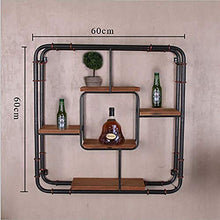MoDi Industrial Water Pipe Wine Rack Wall Hanging Iron Art Retro Style Bar Wine Rack (L60xW14xH60CM)