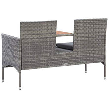FAMIROSA Panca da Giardino 2 Posti con Tavolino 143 cm Polyrattan Grigio