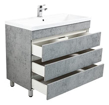 Mobile bagno a terra Via 100 grigio cemento , 3 cassetti senza maniglie