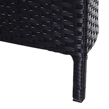 Outsunny Divano da Esterno in Rattan, Set 5 Pezzi con Pouf, Salottino per Il Giardino Nero e Bianco 96cmx 65cmx 65cm