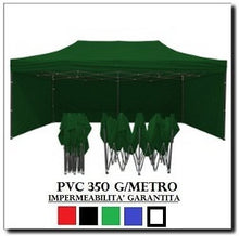 RAY BOT Gazebo Pieghevole 3X6 Verde Acciaio + 4 Teli Laterali PVC 350 g Metro