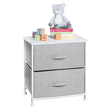 mDesign comodino in tessuto con due cassetti – Ottimo per le vostre camere da letto! – Colore: grigio