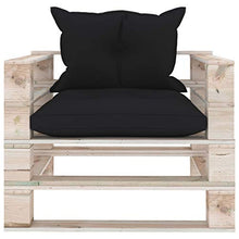 FAMIROSA Divano da Giardino in Pallet con Cuscini Nero in Legno di Pino