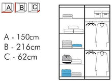 Armadio con specchio da letto armadio con LED,150 cm