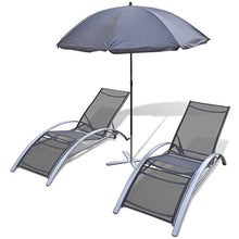 Festnight Lettino Prendisole/Sedia a Sdraio Set 3 pz con Ombrellone in Alluminio