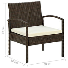 vidaXL Sedia da Giardino con Cuscino in Polyrattan Marrone