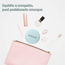 wobsion LED Specchio Compatto Ricaricabile Specchietto da Borsetta Specchio Viaggio Specchio Tascabile Specchio con ingrandimento 1X/10X Specchietto da Borsa con Luce Regolabile Specchio Regali Ciano