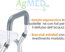 Sgabello bagno, Sgabello doccia regolabile in altezza, Braccioli, Antiscivolo, Grigio
