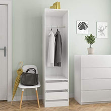 Tidyard Armadio Guardaroba da Ingresso Soggiorno, Armadio Camera da Letto, con 2 Cassetti e 1 Ampio Scomparto con Barra Appendiabiti, Bianco Lucido 50x50x200 cm