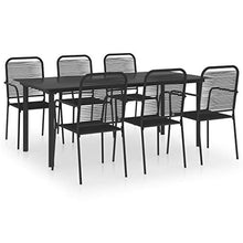 SKM Set da Pranzo da Giardino 7 pz Nero in Vetro e Acciaio (58.13kg)