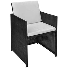 FAMIROSA Set da Pranzo da Giardino 9 pz con Cuscini in Polyrattan Nero -2543