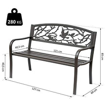 miozzi Panchina da Giardino in Acciaio con Schienale Decorato 127x60 cm Bechy Marrone