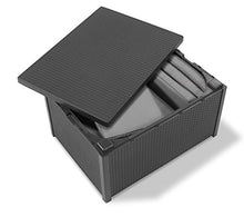 Allibert 220002 Monaco - Tavolino Lounge/cassapanca per Cuscini, in plastica, Simil-Vimini, Colore: Grigio