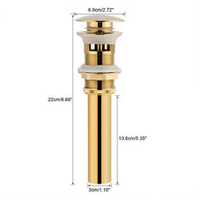Fdit Pop Up di scarico stopper bacino scolapiatti con troppopieno per lavabo bagno rubinetto nave Golden