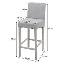 Mendler Sgabello HWC-C33 Lounge Legno Tessuto - Grigio con Scritte Piedi Scuri