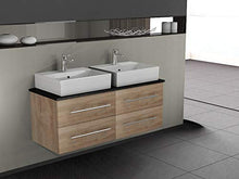 Flex Mobile da bagno 120 cm con 4 estensioni, lavabo in ceramica rettangolare, piastra di supporto in granito, rovere oro