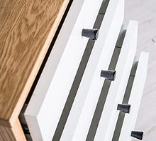 Design Twist Comodino Cassettiera 4 Cassetti, Mobiletto Legno Bianco Marrone Chiaro, 40 x 33,5 x 78 cm