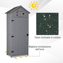 Outsunny Casetta in Legno da Giardino con Tetto Impermeabile, Armadio da Esterno Porta Attrezzi da Giardino con 3 Mensole, 77×54.2×179cm