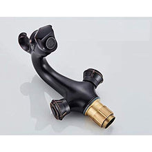 SXJ Rubinetto del Bagno Bronzo Spazzolato, Rubinetto per Lavabo A Due Fori Monoforo, Design retrò, Rubinetto per Lavabo con Lavabo