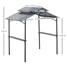 Gazebo da Giardino per Barbecue 240x150x250 cm con Tettuccio in Policarbonato Nero