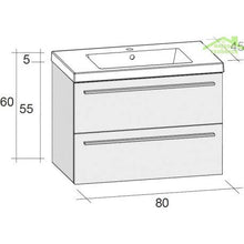 RIHO - Set mobile e lavabo Bellizzi set 06 80 x 45 x 60 cm moderno Bois Mélaminé