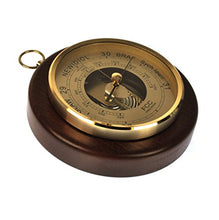 Welsh Language 170mm Barometer Gold/Mahogany Finish Round - WL 1024