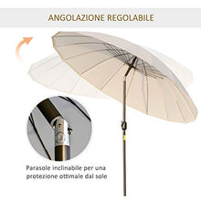 Outsunny Ombrellone da Giardino e Terrazza con Manovella, 18 Stecche e Testa Inclinabile, Ф255cm Bianco Crema