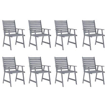 FAMIROSA Set Pranzo da Giardino 9 pz in Legno Massello di Acacia Grigio