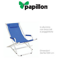PAPILLON Sdraio in alluminio con braccioli e poggiatesta telo in poliestere PLAYA
