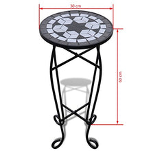 vidaXL Tavolino Laterale Piante Design Mosaico Bianco/Nero Supporto Espositore