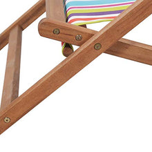 UnfadeMemory Sdraio da Spiaggia Pieghevole Tessuto Telaio Legno Multicolore