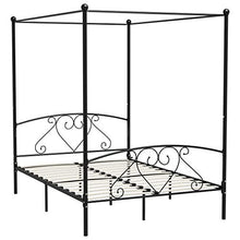 SKM Letto a Baldacchino Nero in Metallo 160x200 cm (27kg)