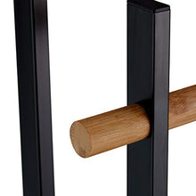 Relaxdays Porta Asciugamani da Terra, Piantana a 2 Bracci, Metallo, Aste in Bambù, HxBxT 85,5x45x22,5 cm, Nero/Marrone