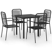 FAMIROSA Set da Pranzo da Giardino 5 pz Nero in Vetro e Acciaio-0208