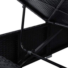 Festnight Lettino Prendisole con Cuscino e Tavolino in Polyrattan Nero