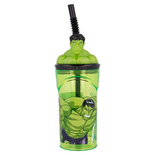 Bicchiere Con Cannuccia E Figura 3d - 360 ml | Avengers Comic Heroes Hulk