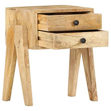 FAMIROSA Comodino 40x35x50 cm in Legno Massello di Mango（Marrone