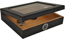 Humidor nero Umidificatore per 25 sigari Autoregulatore copercio in vetro