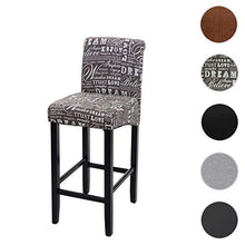 Mendler Sgabello HWC-C33 Lounge Legno Tessuto - Grigio con Scritte Piedi Scuri