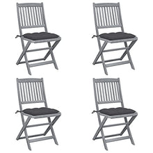 vidaXL Sedie da Giardino Pieghevoli 4pz con Cuscini in Massello Acacia